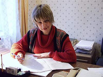 За кілька хвилин до ефіру. Ала Копанєва - головний редактор обласного радіо